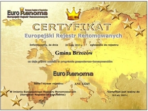 Certyfikat Euro Renoma dla gminy Brzozów