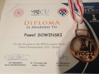 Paweł Sowiński piątym szachistą wśród dwunastolatków Europy