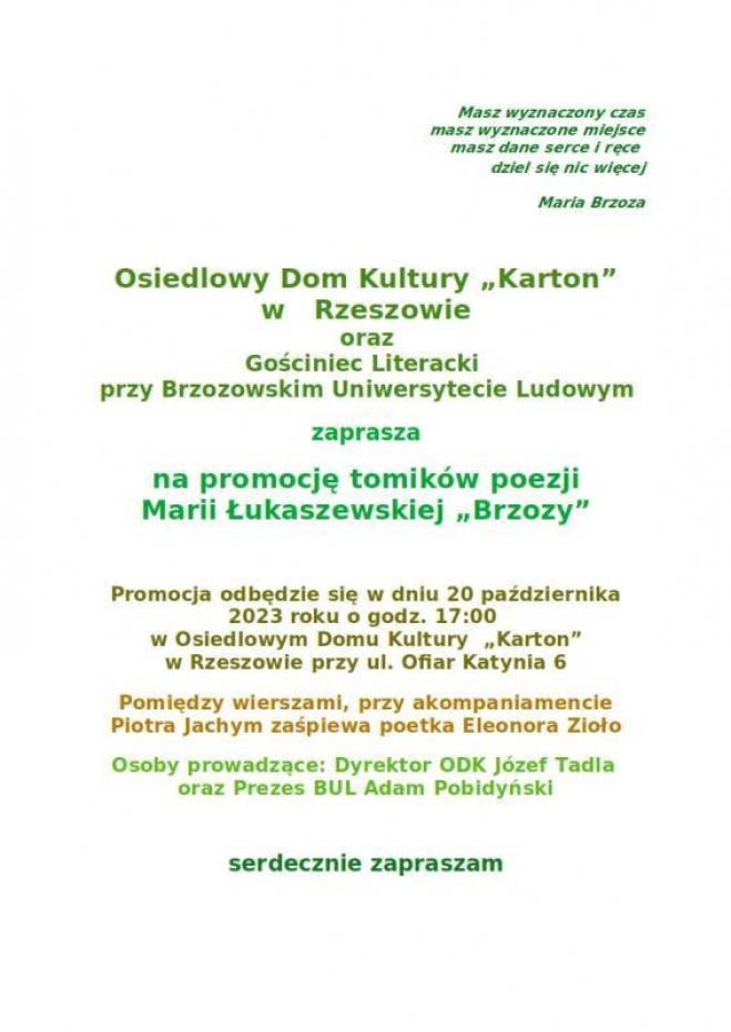 Promocja tomików Marii Brzozy